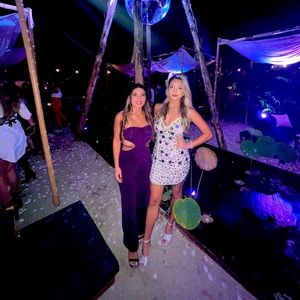 Disco purple jumpsuit with cutouts